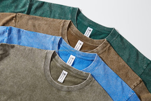 Camiseta de Talla Grande Lavada al por Mayor, 230 g/m², Algodón Liso, Cuello Redondo, Unisex - Product Image 2