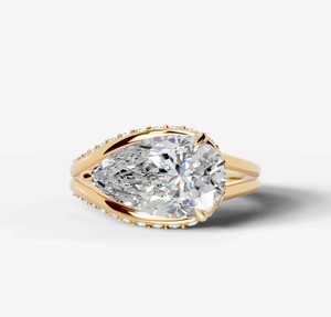 Pear Cut Geometric Moissanite <b>Ring</b> 925 <b>Sterling</b> <b>Silver</b> 14k Gold Plated Elegant <b>Engagement</b> Wedding Bridal Promise Women's <b>Ring</b> - Product Image 1