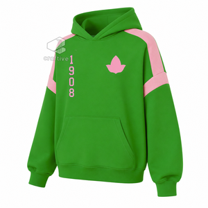 Alfa |   Kapa |   Sudadera con Capucha Oversize de Bloques de Color para Mujer Alpha Sorority, Estilo Casual con Bolsillo Canguro - Product Image 2