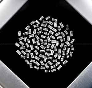 Paire de boucles d'oreilles et bague de fiançailles en diamant blanc cultivé en laboratoire, taille baguette conique 3.0 x 1.5 mm, couleur D, percé au laser, certifié IGI - Product Image 1