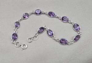 Pulsera de tenis de amatista, gema natural morada, eslabones ovalados, joyería clásica de lujo, plata 925 para mujer, venta al por mayor OEM - Product Image 3