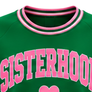 เสื้อสเวตเชิ้ตผู้หญิงลายกราฟิก Winter Green Women Sisterhood คอถักแบบริบ ปลายแขนและชายเสื้อสีชมพู ดีไซน์ตัวอักษรสีชมพู แขนยาว สไตล์ลำลอง คอกลม - Product Image 6