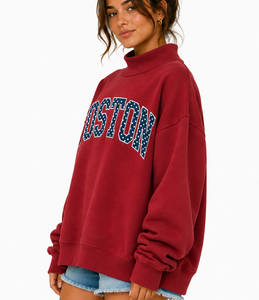 Sudadera Oversize de Cuello Alto para Mujer con Diseño Bordado, de Algodón y Poliéster, Forro Polar Transpirable, Manga Larga, Estilo Casual Urbano - Product Image 2