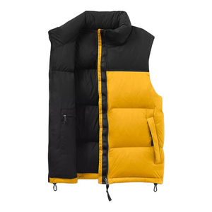 Chaleco sin mangas Body Warmer's, color negro y amarillo, chaleco acolchado con relleno de plumón, con cremallera, hecho de poliéster, chaleco softshell de invierno. - Product Image 2