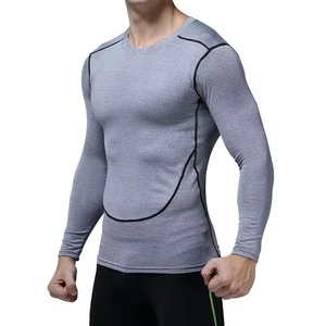 Custom <b>Compression</b> <b>Shirt</b> <b>Mens</b> Grey Long Sleeve Base Layer Gym Workout Fitness Athletic Tight <b>Shirt</b> Dry Fit Rash Guard Tops - Product Image 1