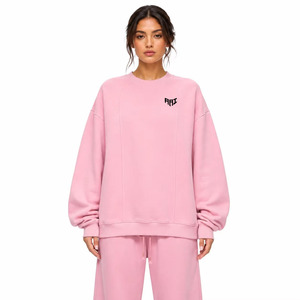 High Quality Streetwear Women's Loose Fit <b>Jogger</b> Suit Polyester Panel Crewneck <b>Matching</b> <b>Sets</b> Casual Pullover Wholesale Tracksuit - Product Image 1