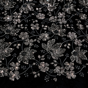 Tissu en velours pour robe, tissu en velours brodé, tissu brodé de sequins, tissu en dentelle perlée, vêtements de mode, vente en gros, acheteur américain - Product Image 1