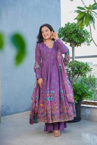 NEW Launching Designer Women's Salwar Kameez Embossed Heavy Muslin Fabric Modern Party Wear Look Collection Fullstitched Inner - Product Image 4