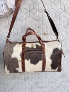 Sacs de voyage en cuir de vache véritable, multi-usages, sacs faits à la main, sac de voyage unisexe, grande taille, sac de voyage en cuir de vache à poils - Product Image 4
