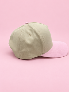 Casquette de baseball color block beige avec visière rose et broderie d'escargot mignon, 5 panneaux - Product Image 2