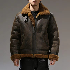 Veste en cuir véritable pour homme, style aviateur B3, en peau de mouton, fourrure naturelle, chaude pour l'hiver, de haute qualité, 2026 - Product Image 2