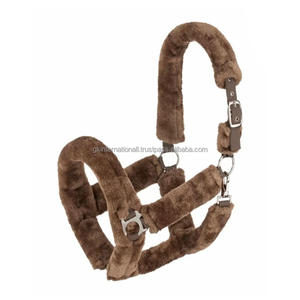 Vente chaude Cheval Halter Peau De Mouton Beige Fourrure Rembourrage Haute Qualité Équipement Équestre Cheval Bride Polaire Licol licou - Product Image 2