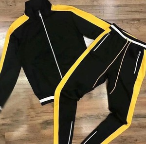 Survêtement noir pour homme Rhino Fitness, manches longues, col montant, fermeture éclair, tissu uni en spandex/polyester, respirant, léger, sportif - Product Image 5