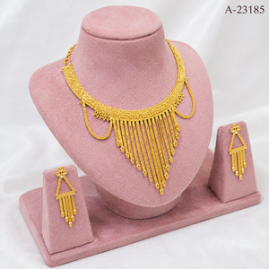 Conjunto de Joyería de Zirconia en Tono Dorado, Collar y Pendientes con Flecos de Aleación, Moderno, para Mujer, Regalo para Fiesta - Product Image 2