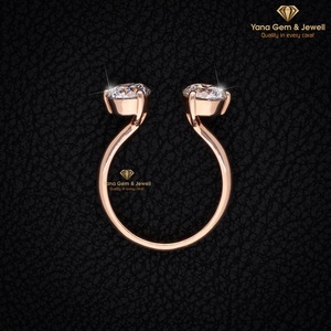แหวนเปิดทรงกลมสไตล์คลาสสิกสำหรับผู้หญิง ทำจากทองคำแท้สีโรสโกลด์ 14K ประดับเพชร CVD 2 กะรัต ผลิตในห้องปฏิบัติการ ได้รับการรับรองจาก IGI สี D ความใส VVS2 - Product Image 3