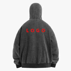 เสื้อฮู้ดดี้ผ้าฝ้ายทรงปกติแบบสตรีทแวร์สำหรับผู้ชาย ลวดลายย้อมสีแบบแอซิดวอช รับผลิตตามสั่ง (OEM) ขายส่งจากโรงงานในสหรัฐอเมริกา - Product Image 1