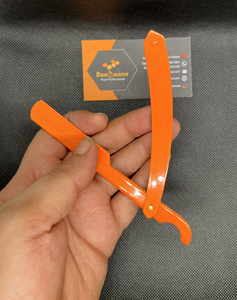 Saaqaans Orange Manual Straight <b>Razor</b> Single Blade Stainless Steel Handle Barber Shop Face Shaving Tool for <b>Men</b> - Product Image 4