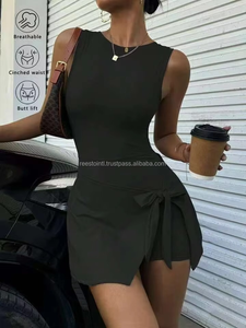 Tennis Wear New Style Cool Breathable Pickleball Outfit Tennis <b>Skirt</b> Round Neck Backless Design Slimming Bottom <b>Skirt</b> - Product Image 2
