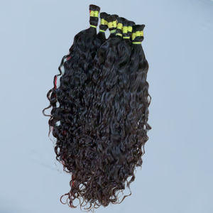 Extensiones de Cabello Humano Virgen Remy del Sur de la India, Doble Trama, Ondulado Suelto, Ondulado Profundo, Negro Natural, Cabello a Granel, Venta al por Mayor de Fábrica - Product Image 1
