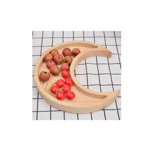Plateau de service lune et étoile en bois naturel, plateau de petit-déjeuner, présentoir à desserts, couleur bois naturel. - Product Image 2