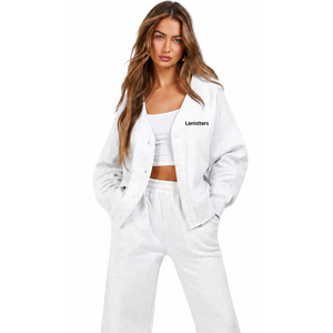 Ensemble de survêtement décontracté pour femme avec veste à capuche zippée et pantalon large à taille élastique et poches – Vente en gros OEM - Product Image 3