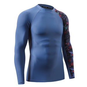 Custom Made OEM Unisex Rashguard UV Protection Sublimation <b>Compression</b> Breathable Polyester Activewear Wholesale OEM Wholesale - Product Image 1