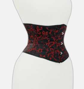 FancyShape <b>Women</b> Black Red Waist Cincher <b>Corset</b> Firm Control Seamless Shapewear Hook-and-Eye Design Breathable Nylon Adult Size - Product Image 2