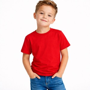 เสื้อยืดเด็กคุณภาพสูง ไซส์ใหญ่ ผ้าฝ้าย 100% สีพื้น พิมพ์ลายได้ตามต้องการ สไตล์สตรีทแวร์ สำหรับเด็กใส่ในช่วงฤดูร้อน - Product Image 1