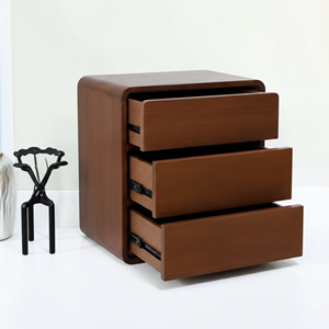 Modern Wood Bedside Table Minimalist Bedroom Nightstand Luxury Curved Design <b>Small</b> Storage Chest of <b>Drawers</b> Wholesale Cabinet - Product Image 5
