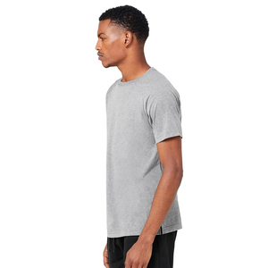 T-shirt à manches courtes pour homme, gris, col rond, coupe classique, séchage rapide, tissu en toile écologique respirant, couleur unie, style décontracté, 100% coton - Product Image 2