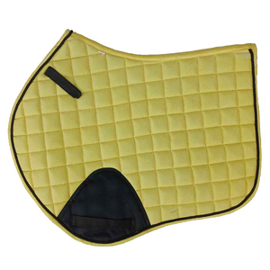EW Tapis de selle d'équitation de luxe matelassé pour dressage et saut d'obstacles, respirant, absorbant les chocs, en coton, avec sangle de selle - Product Image 1