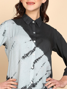 เสื้อเชิ้ตผู้หญิง Maaesa ผ้าเรยอน ทำมือ ลายมัดย้อม ติดกระดุม คอปก แขนยาว สวมใส่สบาย ทรงปกติ สำหรับฤดูใบไม้ผลิ/ฤดูร้อน เหมาะสำหรับใส่ทำงาน สไตล์เรียบง่าย - Product Image 3