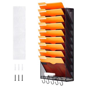 Portadocumenti da Parete in Metallo a 10 Tasche in Rete, Organizzatore per Riviste, Posta, Documenti - Portachiavi e Organizzatore Posta da Parete - Product Image 1