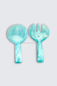 Ensemble de service à salade en résine fait à la main fourchette cuillère Premium Durable lave-vaisselle ustensiles de cuisine pour la cuisine à manger tous les jours service à domicile - Product Image 3