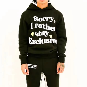 Conjunto de Sudadera con Capucha y Pantalones Deportivos Unisex con Logotipo Personalizado, Estampado Puff, Lavado Ácido, Estilo Streetwear, Pantalones Acampanados y Cremallera - Product Image 3