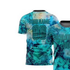 สีฟ้าสีเขียวเสื้อฟุตบอลแขนสั้นเสื้อฟุตบอลระบายอากาศแห้งเร็วน้ำหนักเบาชุดกีฬาการแข่งขันฝึกซ้อมผู้ชาย - Product Image 3