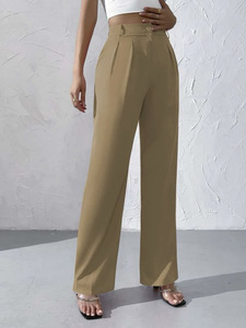 Pantalones Casuales Elegantes de Alta Calidad para Mujer, Pantalones Anchos de Pierna Recta de Color Sólido, Nueva Moda - Product Image 4