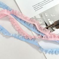 Ruban plissé extensible en dentelle élastique rose et bleue en gros pour vêtements, lingerie, couture, accessoires pour cheveux et loisirs créatifs