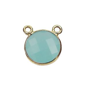 Colgante Redondo de Plata de Ley 925 con Gema de Calcedonia Aqua y Diseño de Mickey Mouse – Joyería Artesanal al por Mayor - Product Image 1