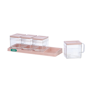 Clear <b>Plastic</b> Rectangle Food Storage Container Set <b>with</b> <b>Lid</b> 4-Piece Spice Organizer Kitchen Pantry <b>Bin</b> - Product Image 6