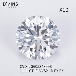 เพชร D'vins Jewels VVS2 11.11 กะรัต เพชรเพาะเลี้ยงในห้องปฏิบัติการทรงกลมเจียระไนแบบบริลเลียนท์ สำหรับทำเครื่องประดับ ขายส่ง - Product Image 6
