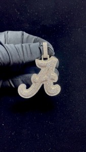 Colgante Personalizado con Letra A, Chapado en Oro de 18K, con Cristales de Estrás y Microincrustaciones, Estilo Hiphop, Colgante de Moissanita para Regalo Unisex - Product Image 3