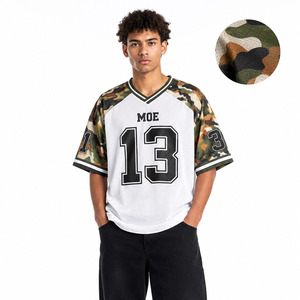 Camiseta de Fútbol Americano de Alta Gama, Personalizada con Estampado de Camuflaje Forestal, Manga Raglán, Estilo Vintage, Talla Grande - Product Image 1