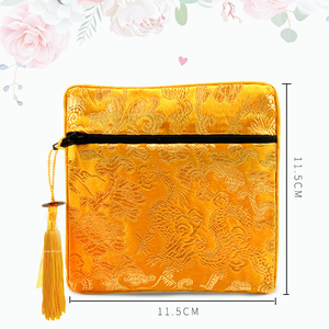 Sacs en brocart brodé en gros, petits sacs à perles Bouddha, porte-monnaie simple, pochette à fermeture éclair, sac d'emballage pour bijoux - Product Image 2