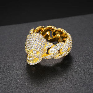 Bague pour homme plaquée or 22 carats avec diamants naturels taille brillant ronde style hip-hop, bijou à porter au quotidien - Product Image 1