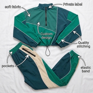 Conjunto deportivo para mujer, chaqueta de nailon y pantalón a juego para niñas, hecho a medida, de alta calidad, transpirable, para niñas, estilo urbano. - Product Image 2