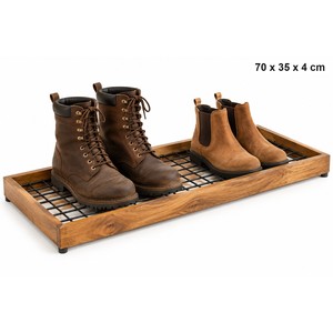 Aqdus Saleem pour plateau à chaussures en bois avec grille en fer |   Meuble de rangement rectangulaire artisanal de style Mid-Century Modern pour entrée, vente en gros - Product Image 1