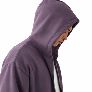 Chándal Morado con Capucha para Hombre, Cierre de Cremallera Completo, Bolsillos Laterales, Ropa Casual, Estilo Otoñal, Transpirable, Corte Regular - Product Image 3