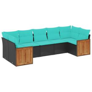 Conjunto de sofás para patio en forma de L, muebles de exterior de ratán sintético negro con cojines de almacenamiento para patio - Product Image 2