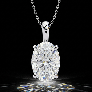 Collier pendentif solitaire en or 10 carats avec diamant ovale de 2 carats cultivé en laboratoire, pureté E VVS, bijoux fins pour femmes, bijoux de mariée, luxe sur mesure - Product Image 1